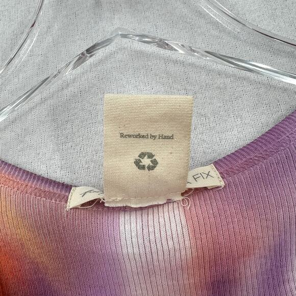 FREE PEOPLE X TRICIA FIX Reworked T-shirt S Orange Purple White Short Sleeve Rib - Picture 9 of 13